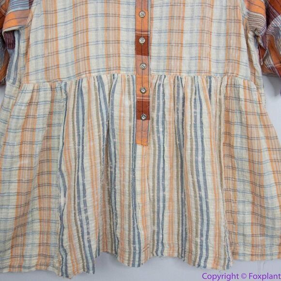NEW Free People Moon Bay‎ Mixed Plaid Top shirt, XS - Picture 4 of 16